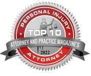top 10 personal injury attorney award from Attorney and practice magazines