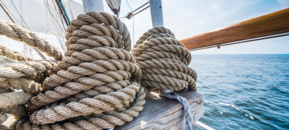 Boat rope on ship