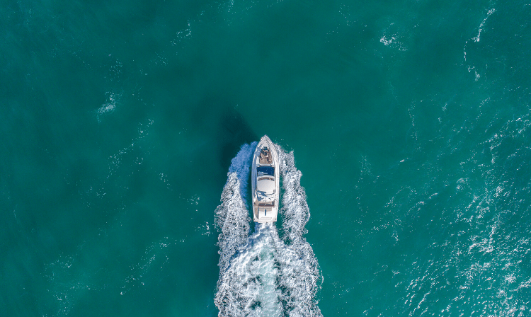 Speed boat in the water